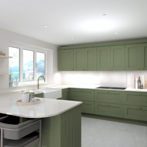 A 3d rendering of a bespoke kitchen design